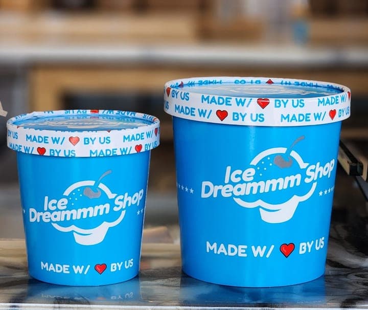 Ice Dreammm Shop pint and quart containers for taking ice cream home