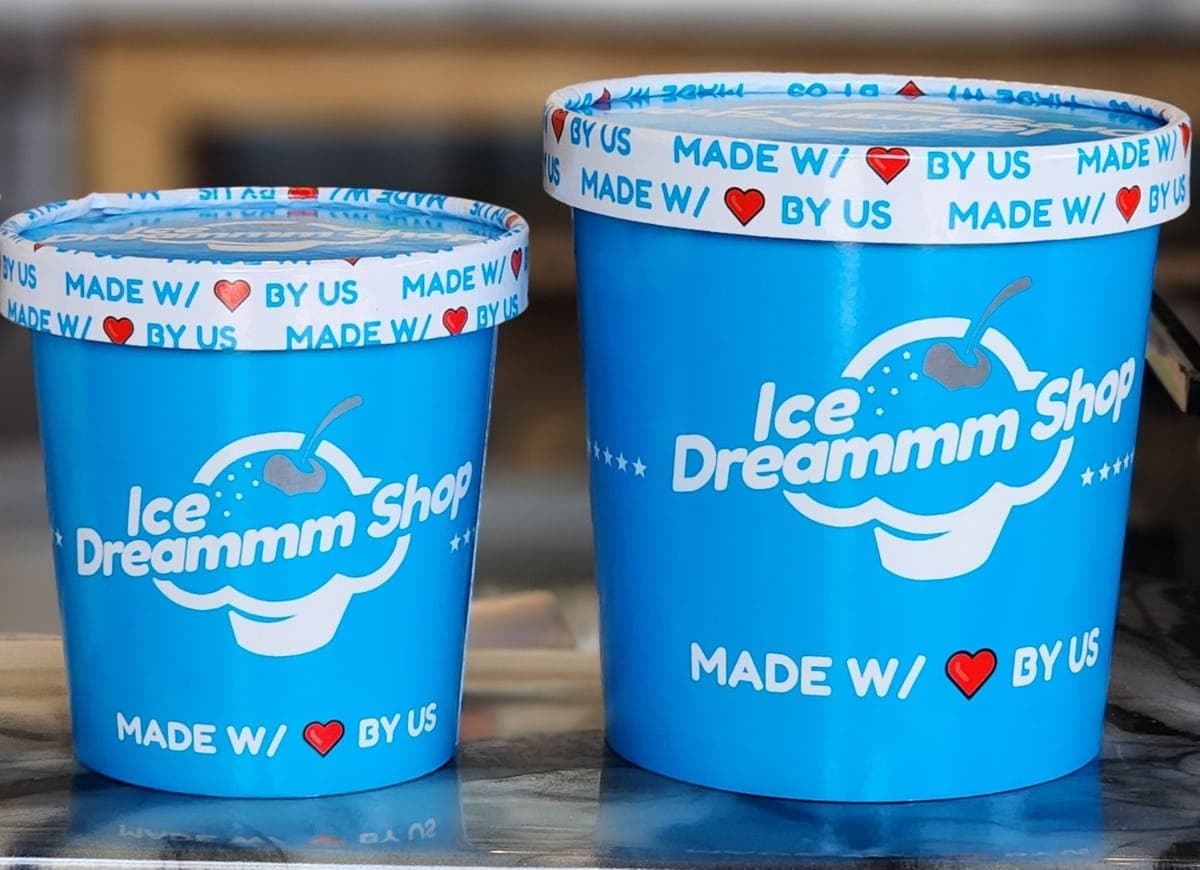 Pint and quart containers for taking ice cream home